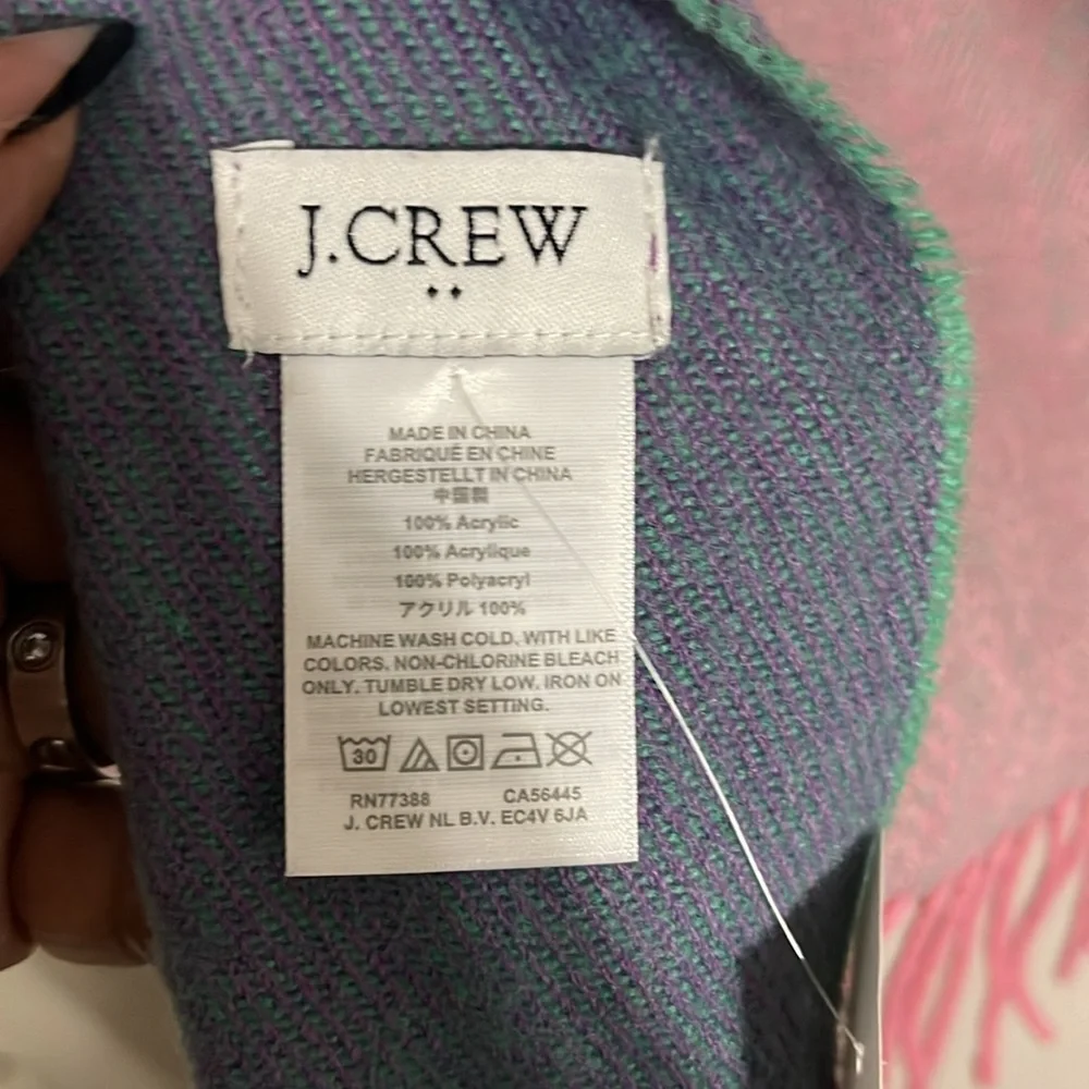 J.crew plaid soft multi  oversized scarf fringe